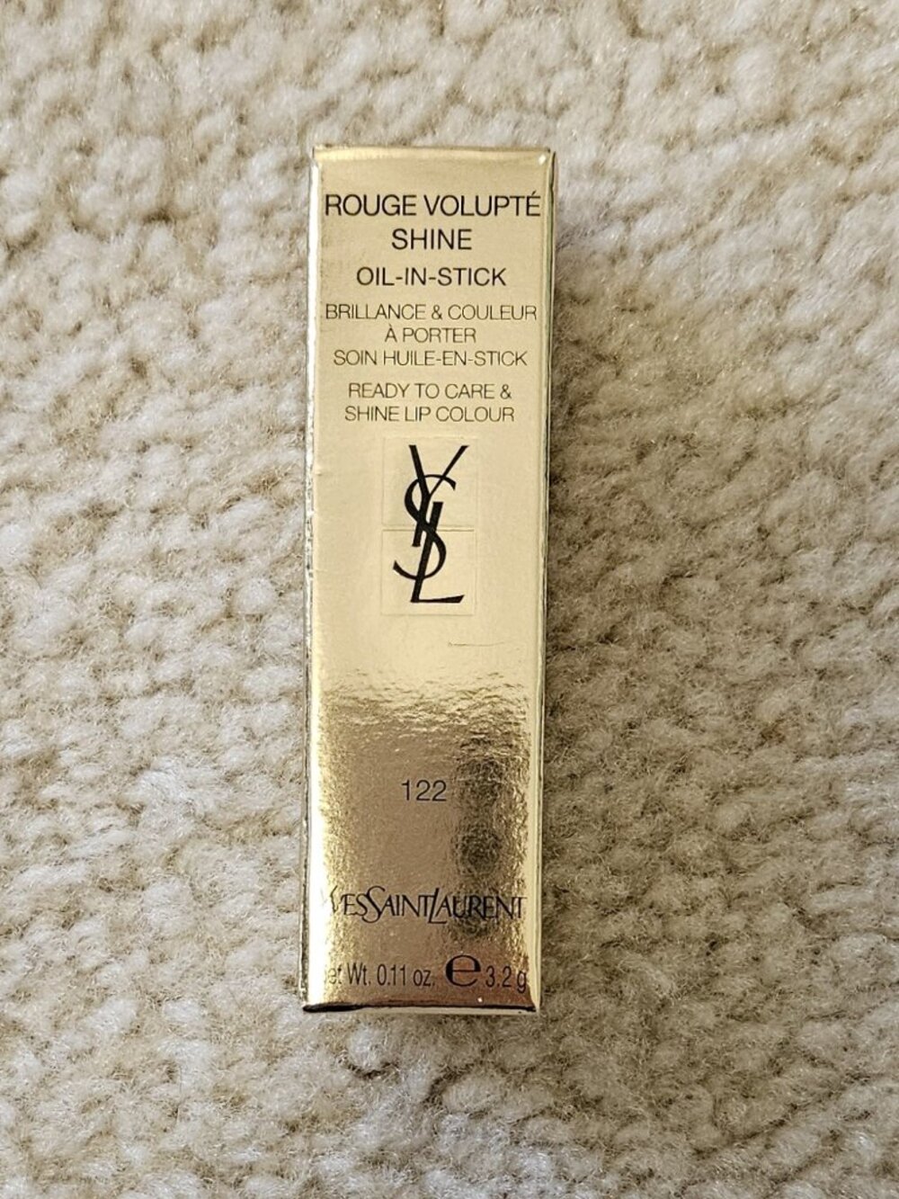YSL Rouge Volupte Shine Oil-In-Stick 122 Burnt Zellige Lipstick Full Size